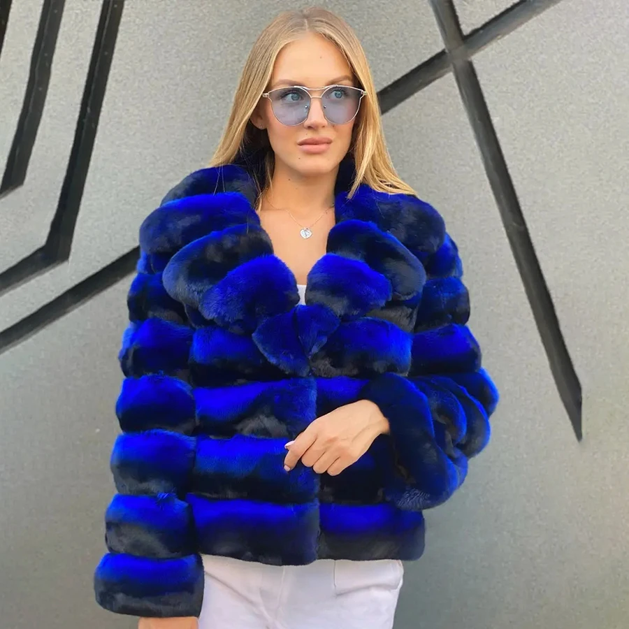 

Rabbit Fur Jacket For Women Winter Jacket Chinchilla Rex Rabbit Fur Coat Cropped Natural Fox Fur Coat High Quality New Arrivals