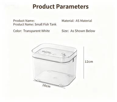 Kleines Fischbecken, kleines Desktop-Aquarium für das Wohnzimmer mit Luftpumpe, für faule Hausbewohner, kein Wasserwechsel nötig, ökologisches Aquarium. – Detail 1