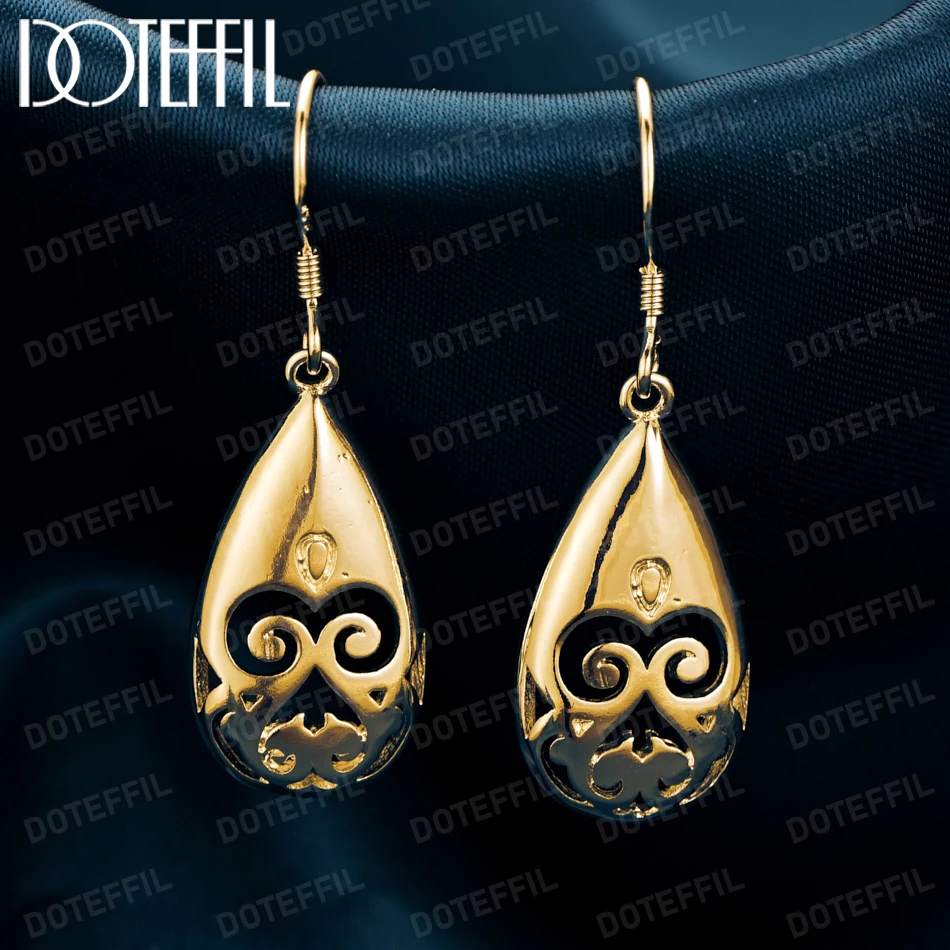 DOTEFFIL 18K Gold Grimace Water Droplets Drop Earring For Women Wedding Engagement Halloween Party  Jewelry