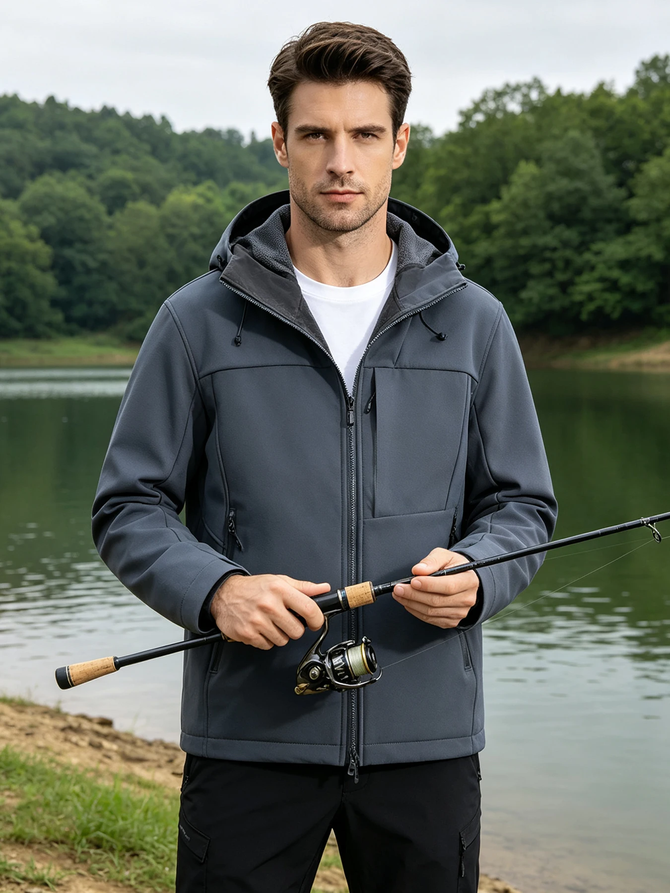 Herren Damen Wasserdichte Softshell-Jacke Winddichte Warme Fleece-Gefütterte Regenjacke Unisex Wander- Kletter- Trekking-Outdoor-Windbreaker – Detail 10