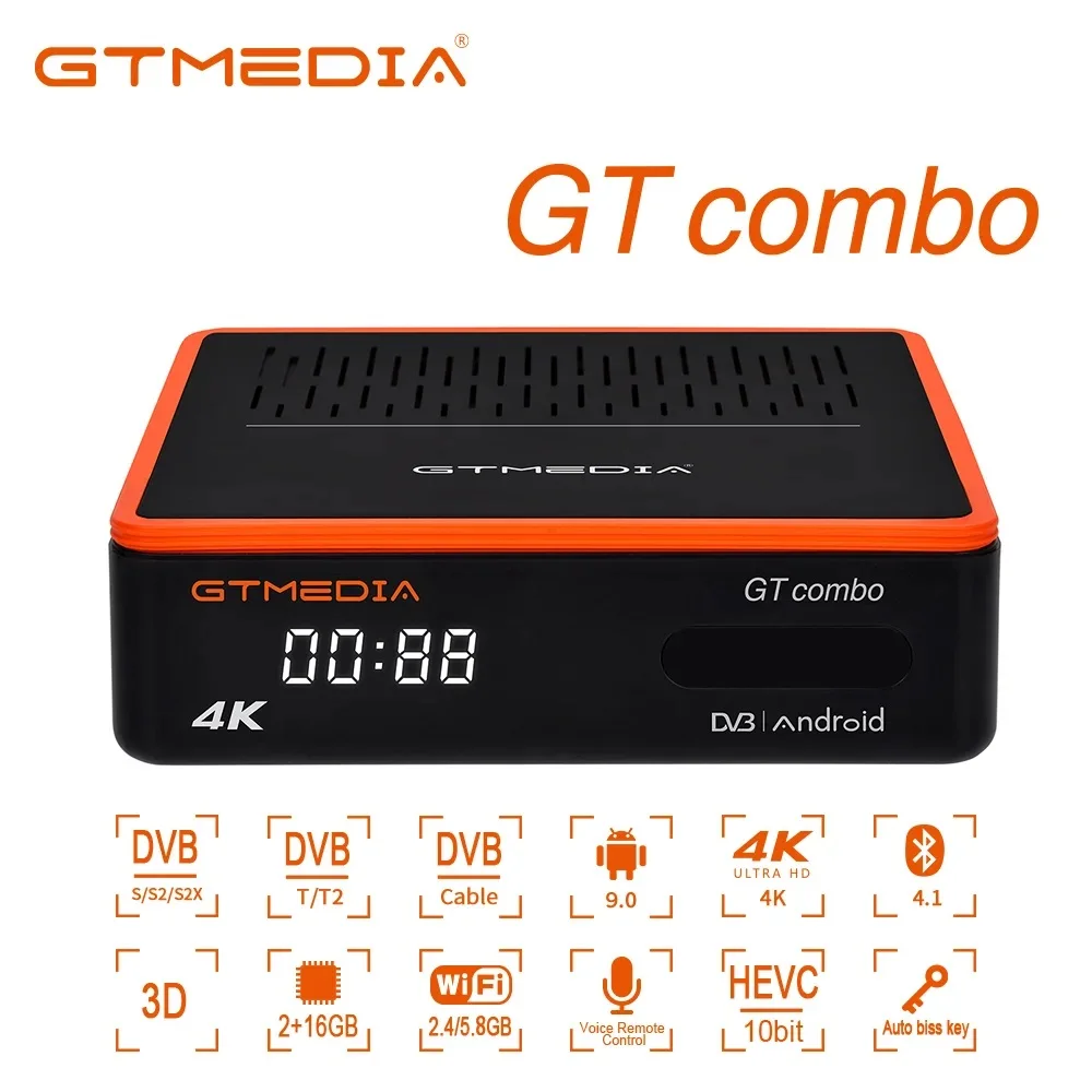 GTMEDIA GT Combo Smart TV Box Android 9.0 4K 8K DVB-S2X/DVB-T2 Кабель/Сапутниковый Приемник С CA-картой M3u Против Mecool KT1 T2