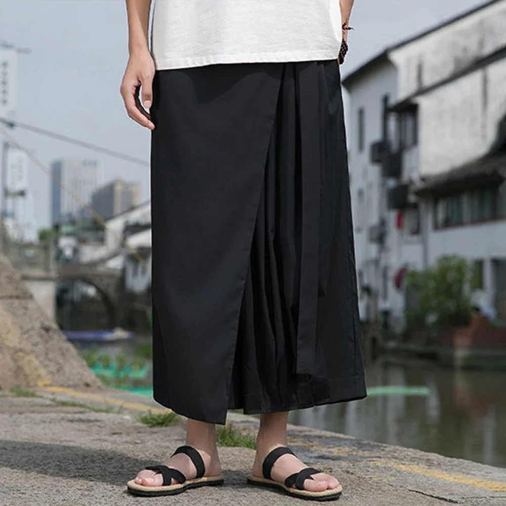 Y2k Irregular Side-Hem Layered Skirt Pants Genderless Streetwear Fashion Daily Youth Outdoor Versatile Samurai Pants Unisex 2026