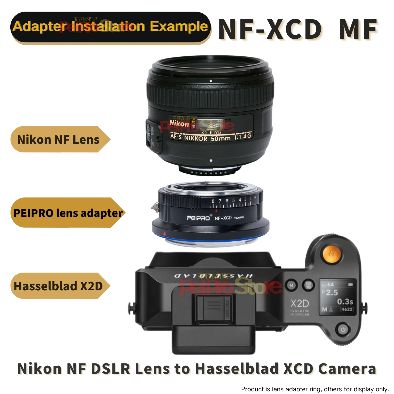 Peipro NF-XCD conversor adaptador de lente para lente nikon para hasselblad x2d/x1d/x1d cameras/907 montagem câmeras