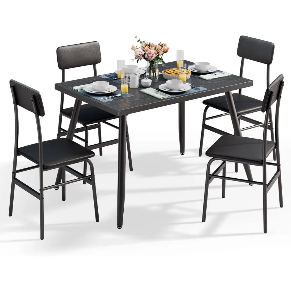 Dining Table Set for 4, Kitchen Dining Table with 4 Chairs for Small Space, Apartment-44.88 x 29.52 x 29.52 inches-Modern,Simple