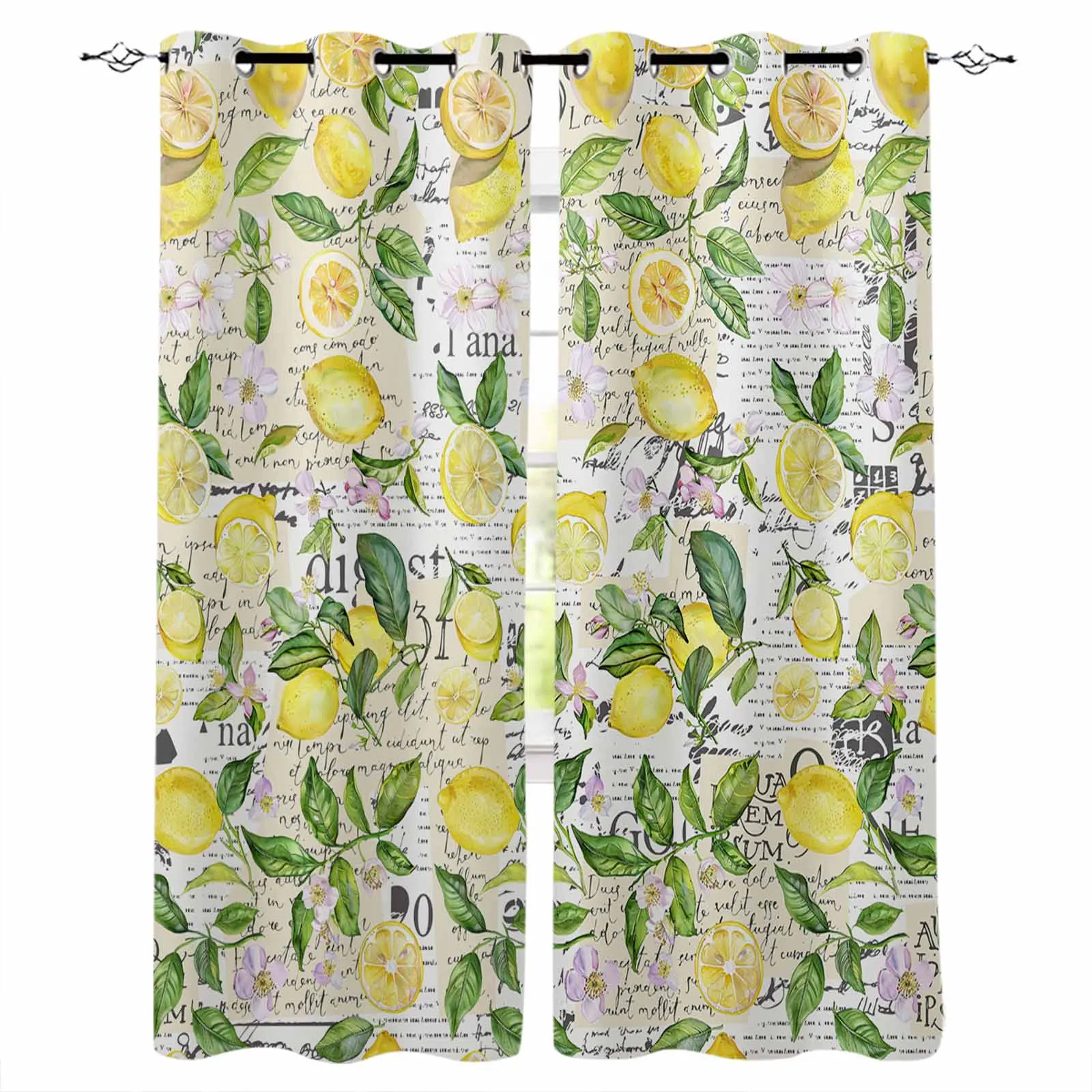 

Summer Watercolor Lemon Curtains For Windows Drapes Modern Printing Curtain For Living Room Bedroom