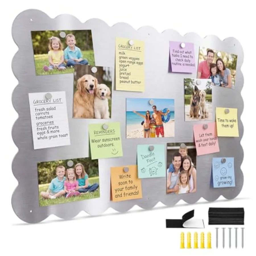 

24'' x 36'' Magnet Board for Wall Frameless Steel Magnet Bulletin Boards Dry Erase Silver Metallic Magnetic Display Board with