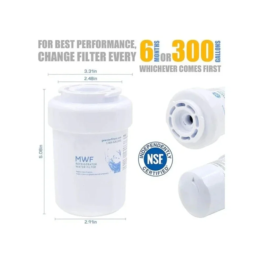 Refrigerator Water Filter Replacement for GE MWF Compatible WD-F13 FL-RF13 WS613B MB-F13 PF8 RWF1060 CWMF031 WSG-1 CLCH102 CW-G1