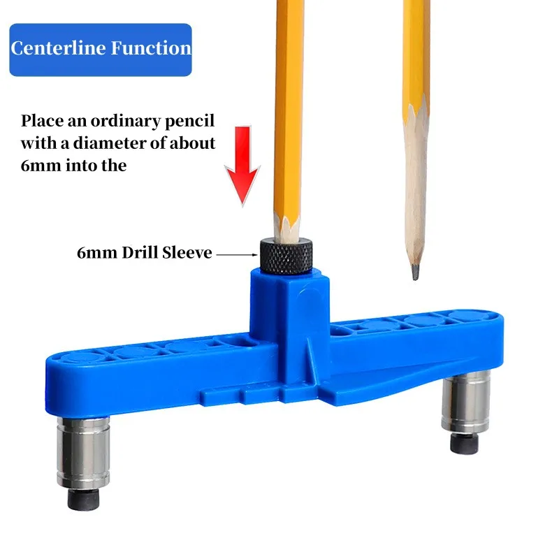 2-in-1 Straight Hole Punch Locator Furniture Carpentry Punch Locator Drill Guide Woodworking Hole Adjustable Drilling Positioner