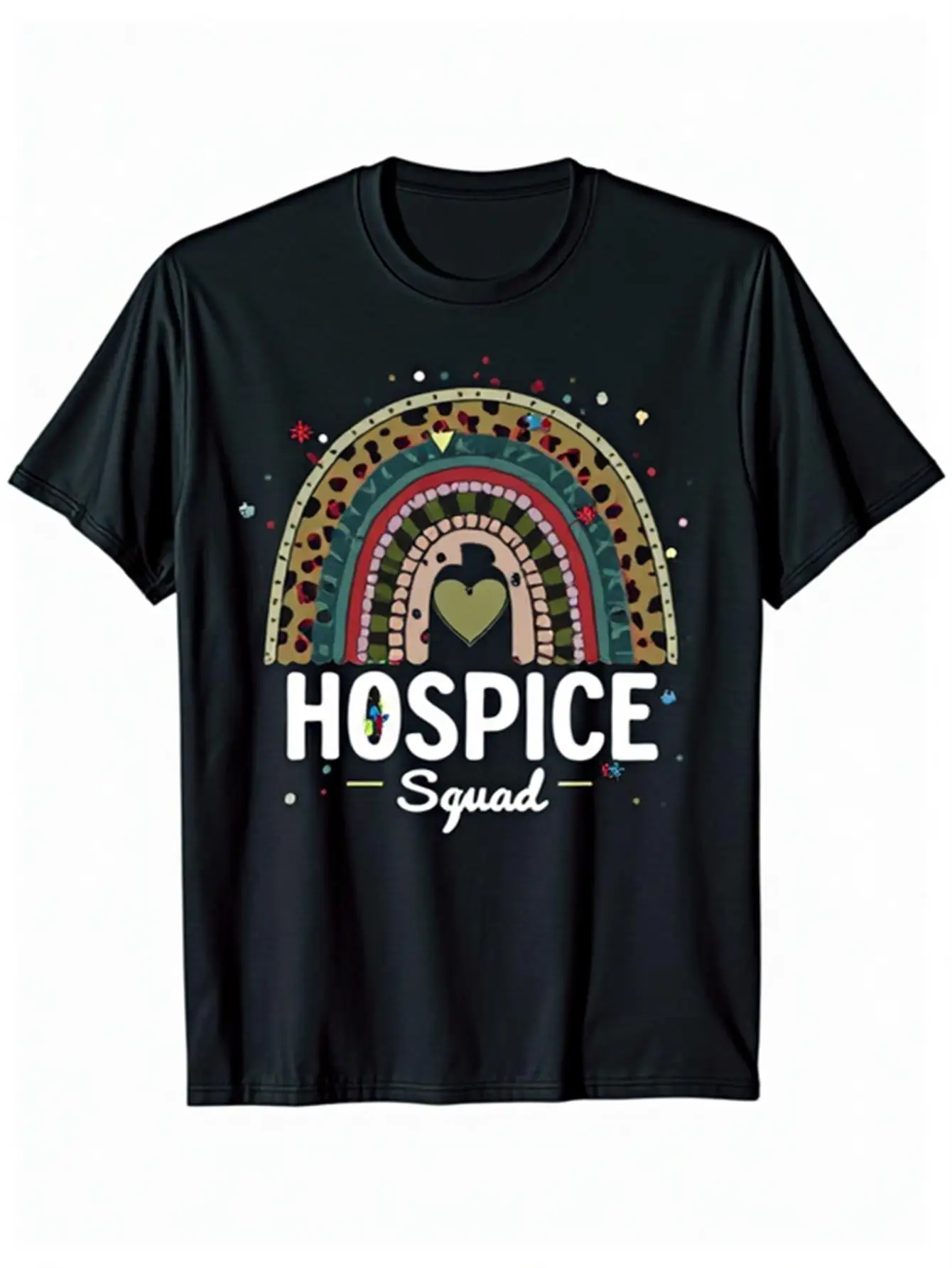 

Nursing Squad Rainbow Leopard Print T-Shirt Unisex 100 Casual Crew Neck Short Sleeve with Heart Design S-Xxxl Perfect Size Halloween and Holiday Gift All-Season Comfortable Leopard Print t