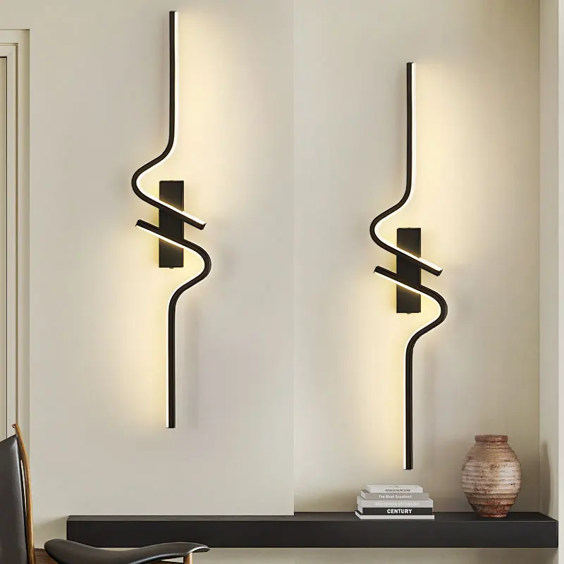 

Black Long Strip Interior LED Wall Lights Wall Lamps for Corridor Aisle Indoor LED Wall Lighting Wall Sconce Aluminum AC85-265V