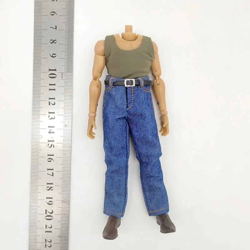 

Collection 1/12 Scale Male Soldier Green Vest with Blue Jeans Solid Shoes Clothes Set Model for 6in TBL Action Figure Dolls