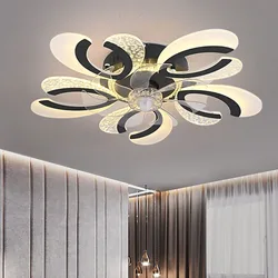 Czarno-biały wentylator sufitowy 80CM lampa sufitowa LED pilot restauracja salon sypialnia cichy wentylator lampa wentylator