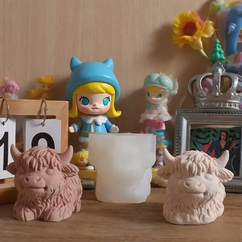 2026 Latest Models Highland Yak Candle Cup Silicone Mold for Epoxy Resin DIY Harvest Festival Scottish Cow Flower Pot Gypsum