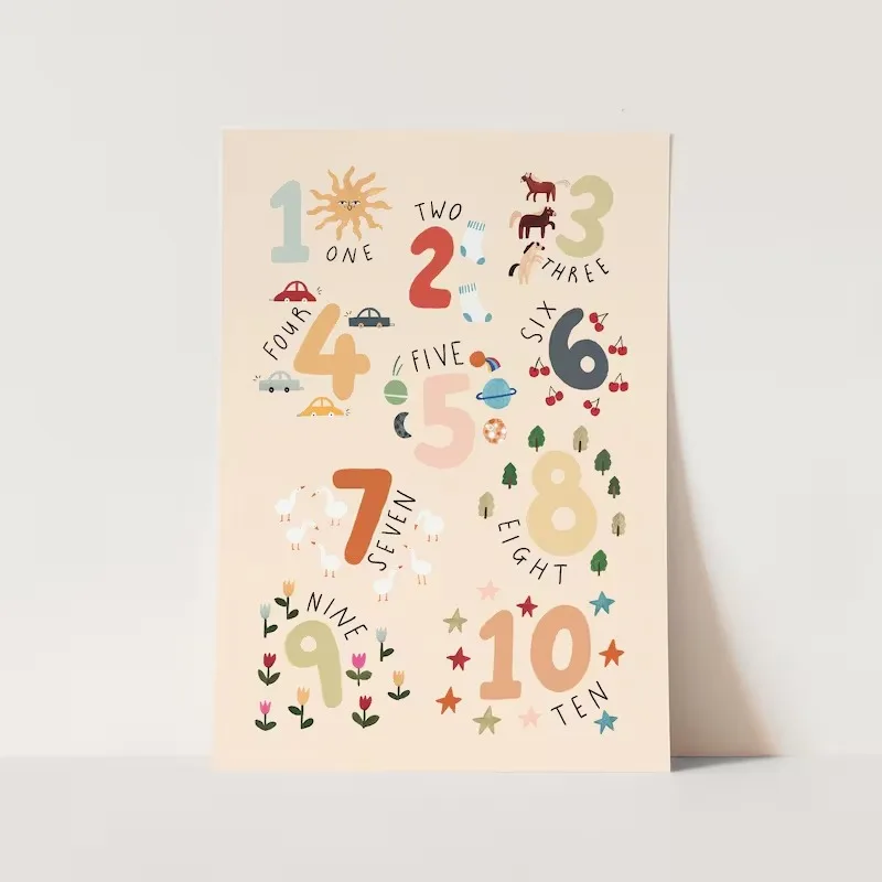 Boho Neutral Educational Kids Canvas Prints Alphabet Number Color Emotion Floral Sea Animal Nursery Home Wall Decor Poster