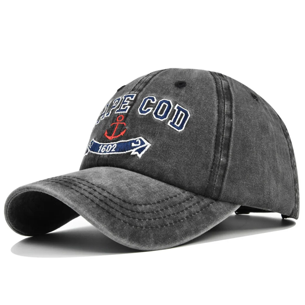 

New Washed Cotton CAPE COD Duckbill Cap Anchor Embroidered Baseball Sun Hat