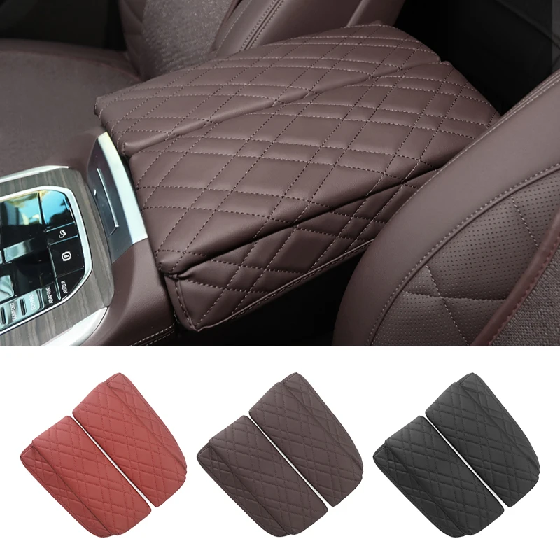 Car Center Console Armrest Box Cover PU Leather Arm Rest Protection Cushion For BMW X5 X6 X7 G05 G06 G07 Left Hand Drive Only