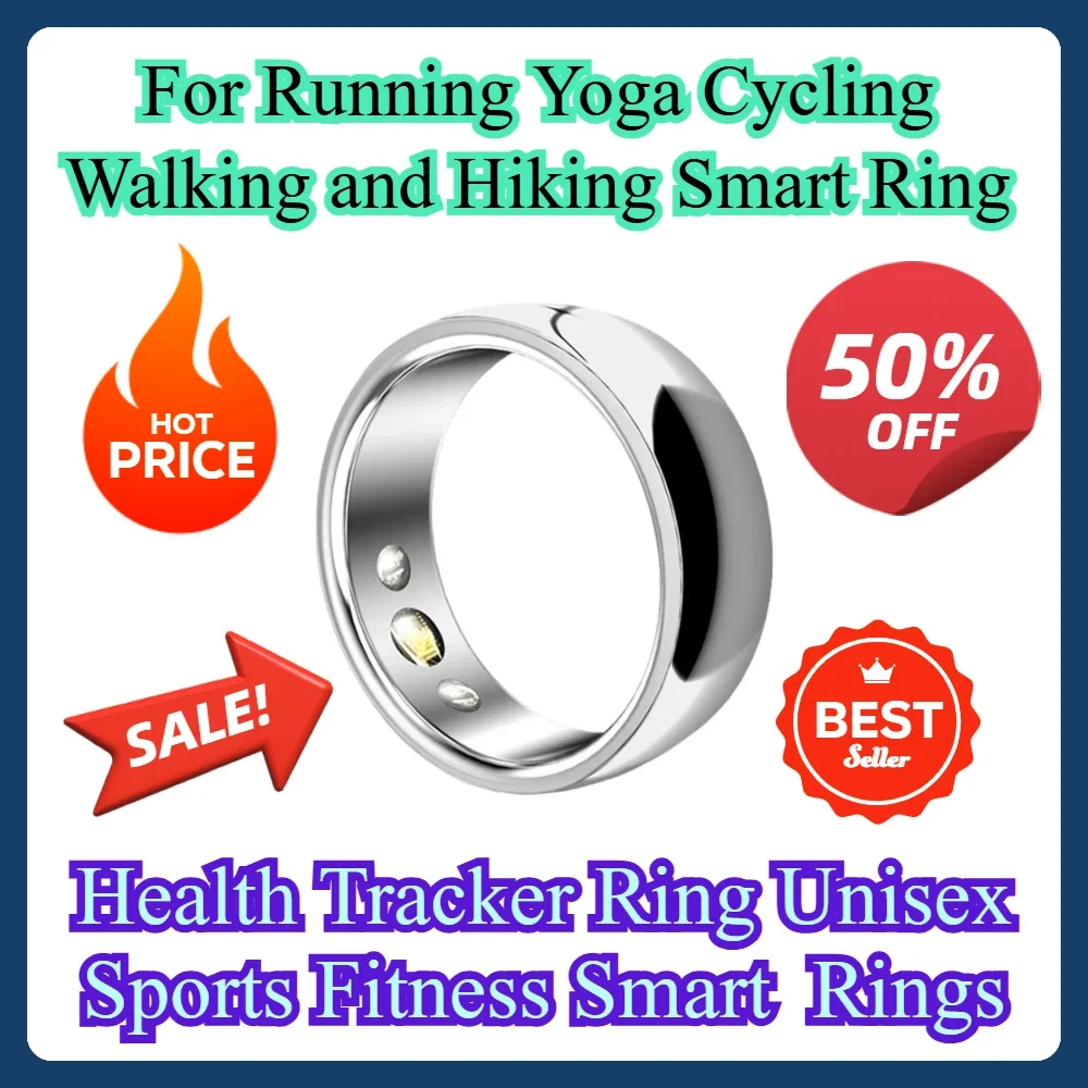 For Running Yoga Cycling Walking and Hiking Smart Ring Health Tracker Ring Unisex Sports Fitness Smart  Rings