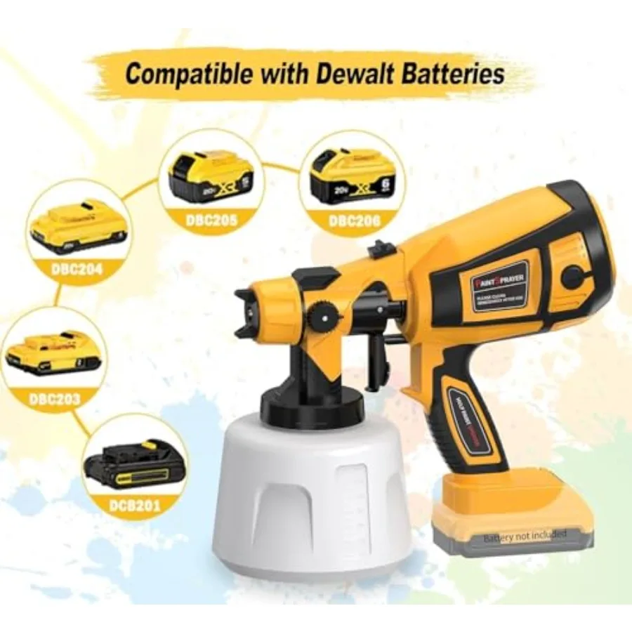 بخاخ طلاء لاسلكي لبطارية 20 فولت ماكس، مسدس طلاء كهربائي، سهل التنظيف لخزائن الأثاث، طلاء المنزل باللون الأصفر #2