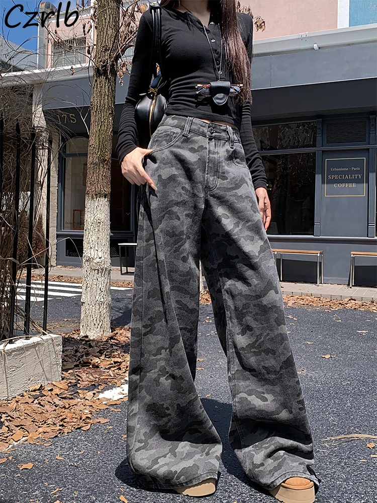 

Мешковатые джинсы, женские камуфляжные свободные повседневные свободные джинсы с напуском для пар, уличная одежда Ulzzang, уютные широкие брюки-карго, шикарные