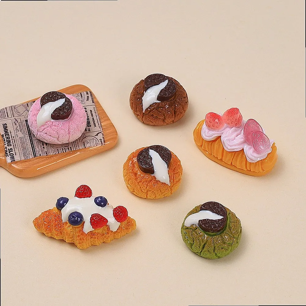 100pcs Wholesale Resin Cabochon Cream Bread Cake Scrapbooking DIY Accessories Wholesale Dollhouse Accessories