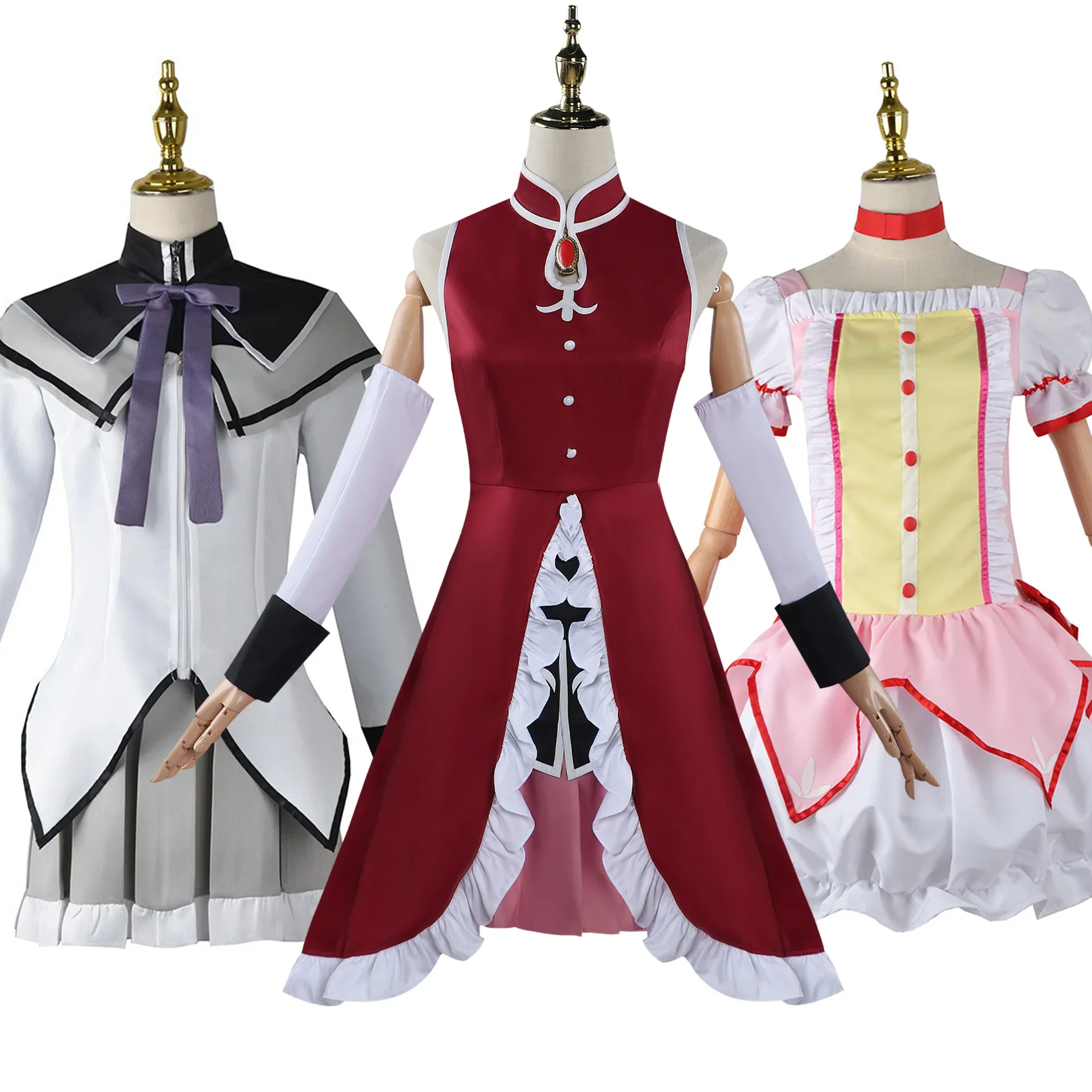 

Anime Puella Magi Madoka Magica Kaname Madoka Akemi Homura Tomoe Mami Cosplay Costumes Wig Woman Girls School Uniform Dress