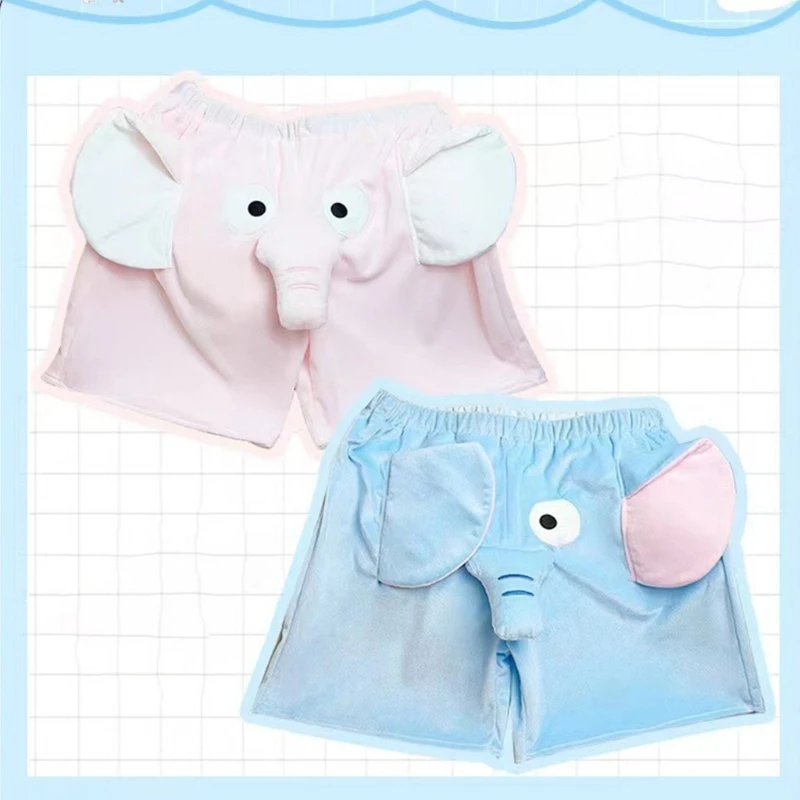 

Unisex Loungewear Plush Shorts Funny Cartoon 3D Elephant Animal Comfortable Plush Lounge Sleep Short Pant Birthday Gift