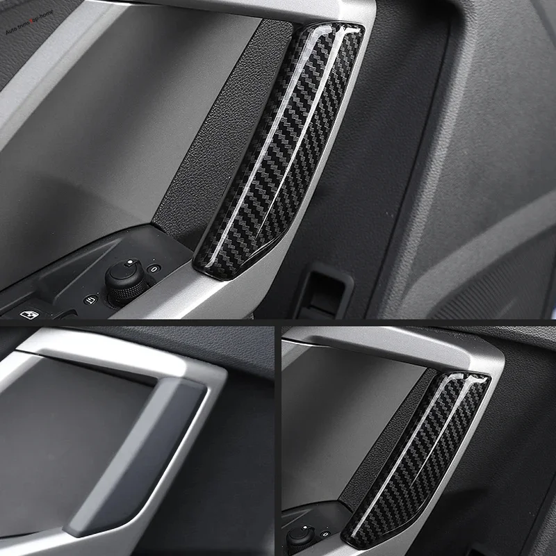 Carbon Fiber Look Interior Fit For Audi Q3 F3 Sportback 2019 - 2024 Car Accessories ABS Side Door Handle Decorative Cover Trim