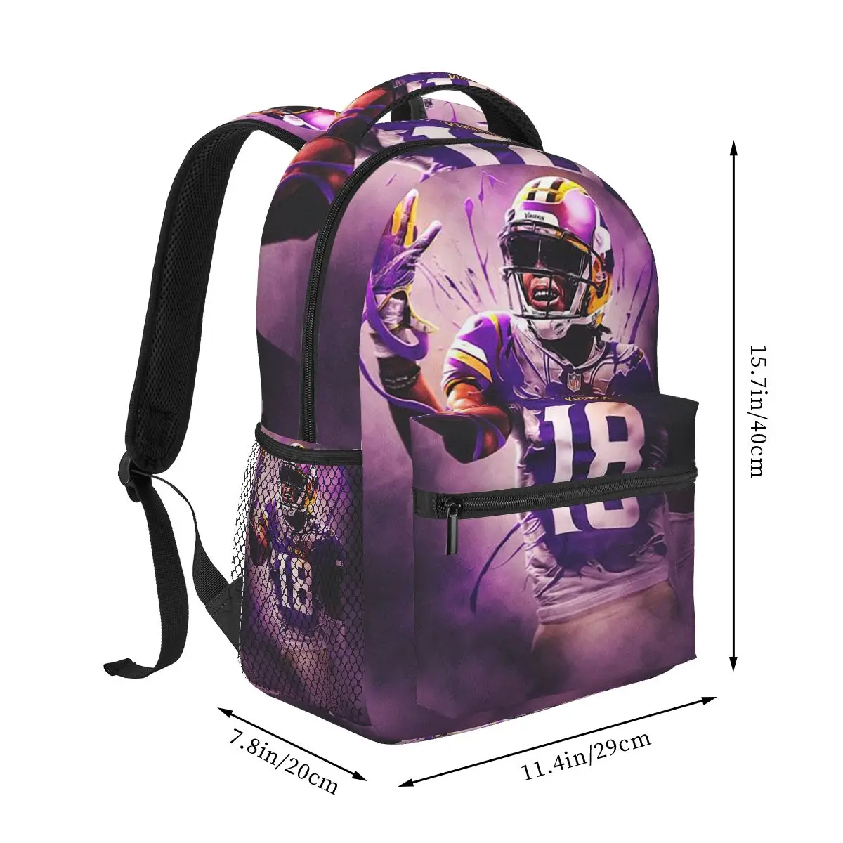 Zaino Justin Jefferson Griddy Design Vendita calda Zaino Zaino per bambini di grande capacità Borsa da scuola Borse a tracolla per uomo Donna