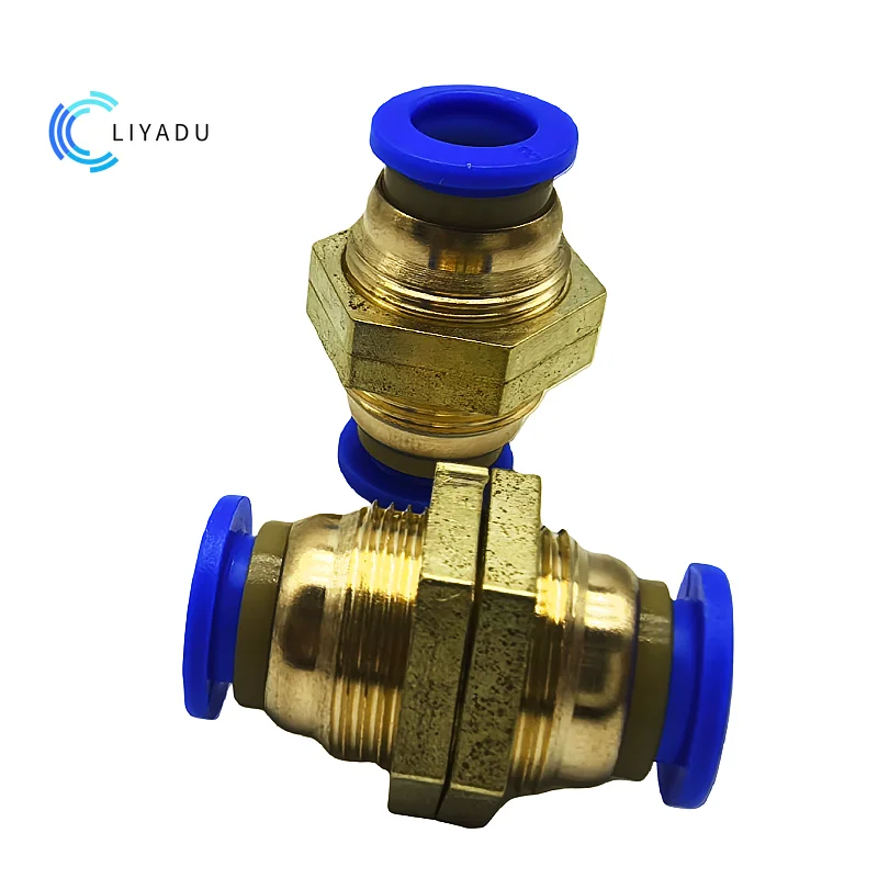 5/10pcs PM-4 PM-6 PM-8 PM-10 PM-12 Pneumatic Bulkhead Union Quick Fit Brass/Plastic 4 6 8 10MM 12MM Push in Air Tube Connector