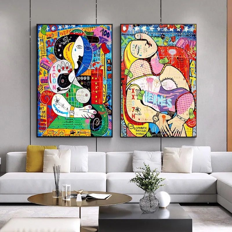 

Picasso Artwork Canvas Painting Abstract Posters and Prints Graffiti Pop Art Wall Pictures for Living Room, Home Decor