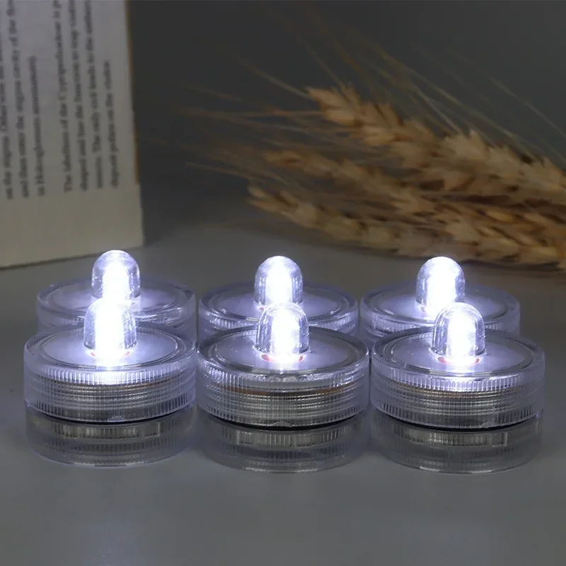 12Pcs/lot Submersible LED Lights Waterproof Underwater LED Tea Lights Candle Lights For Wedding Fountain Vases Tub Fish Tank