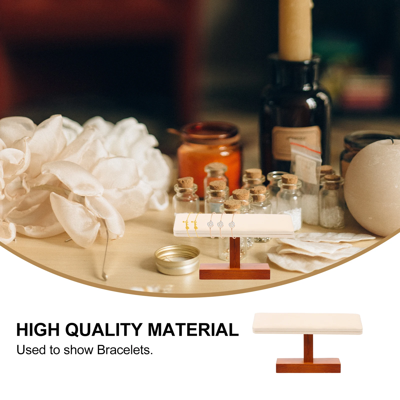 Solid Wood Bracelet Stand Watch Display Rack Jewelry Organizer Holder Sturdy Long Use Flat Edges Scratch Protection Innovative