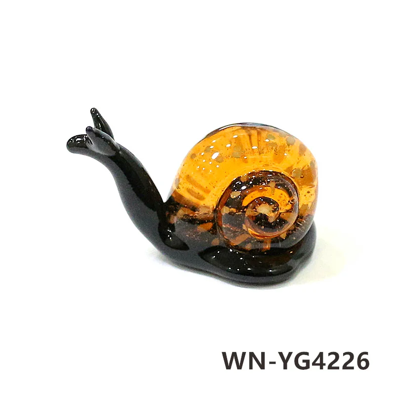 Fluorescent Murano Glass Snail Mini Figurine Ornaments Cute Animal Tiny Statue Home Table Fairy Garden Decor New Year Kids Gifts