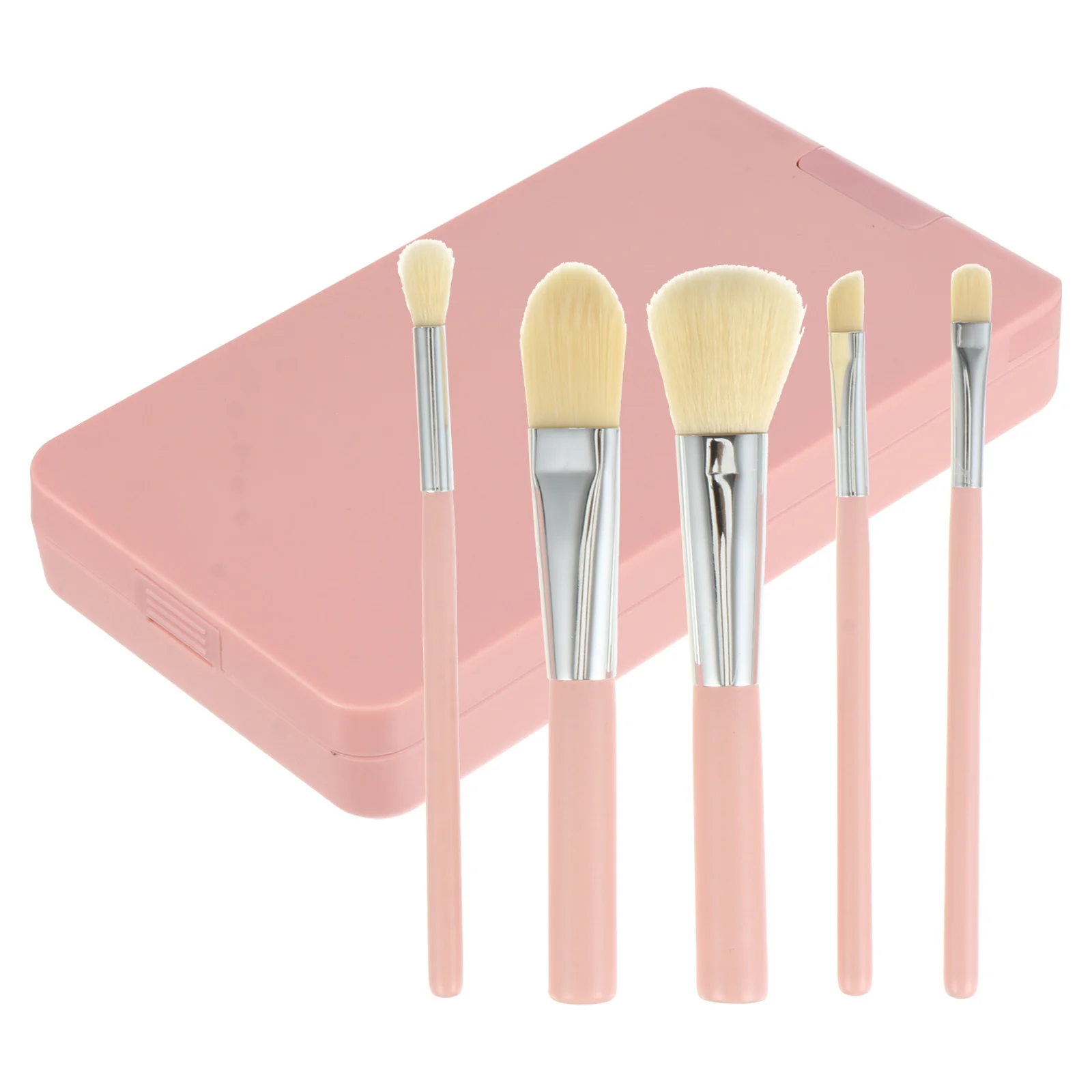 5Pcs Makeup Mirror Set LED Light Folding Travel Mirror with Brush Storage Rotatable Compact Vanity for Women Girls Gift