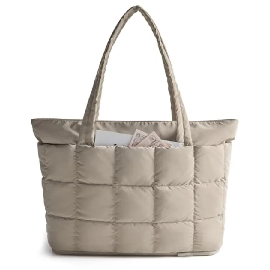

BAGSMART Expandable Tote Bag for Women Puffer Work Tote Handbag Quilted Carry On Bag for Travel Gym