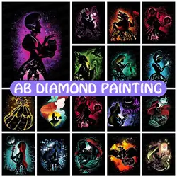 AB Diamond Painting Girl Princess Black Silhouette Serie Full Drill 5D DIY Mosaic Kit Haft Rhinestone Picture Decor