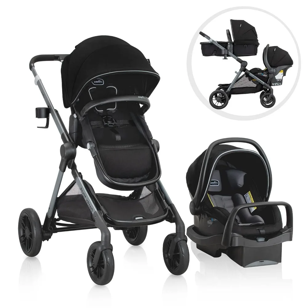 Sistem perjalanan Modular Pivot Xpand dengan LiteMax tempat duduk mobil bayi dengan Bar anti-rebound (Ayrshire hitam)