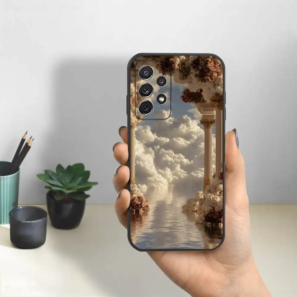 Funda de teléfono de arte romántico griego antiguo para Samsung S25,S24,S23,S22,S21,S20,S10,Ultra,Plus,Lite,FE, funda negra de silicona suave