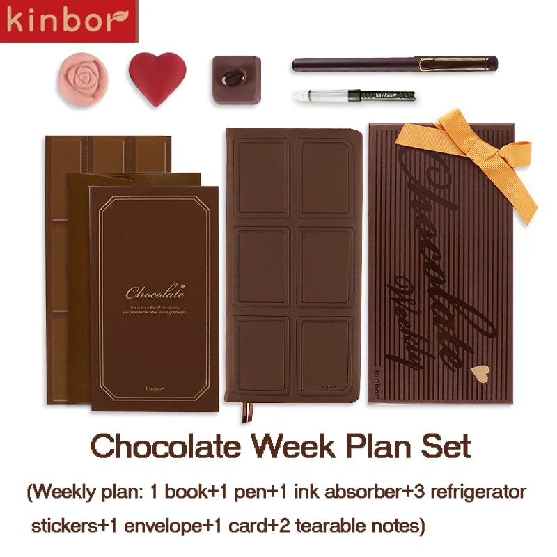 Kinbor Undated Weekly Planner Set Portable Chocolate To Do List Notebook Self Journal Plan Book Girls Graduation Birthday Gifts