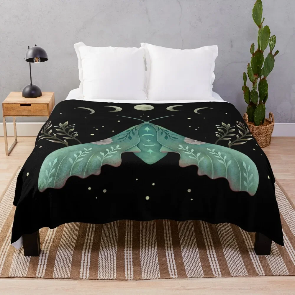 

Luna and Moth Throw Blanket For Sofa Thin sofa bed Blankets