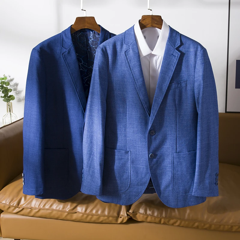 

Casual Busin Single-breasted Men's Suit Jaet Autumn New Sle Leisure Faion Ci round Hem Long Sve Color