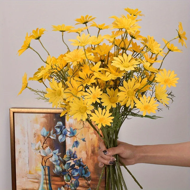 1/2/3 Stück Gänseblümchen-Kunstblumen-Blumenstrauß, 50 cm, künstliche Blumen für Garten, Hochzeit, Dekoration, Zuhause, Raumdekoration, Handwerk, Geschenkzubehör – Detail 5