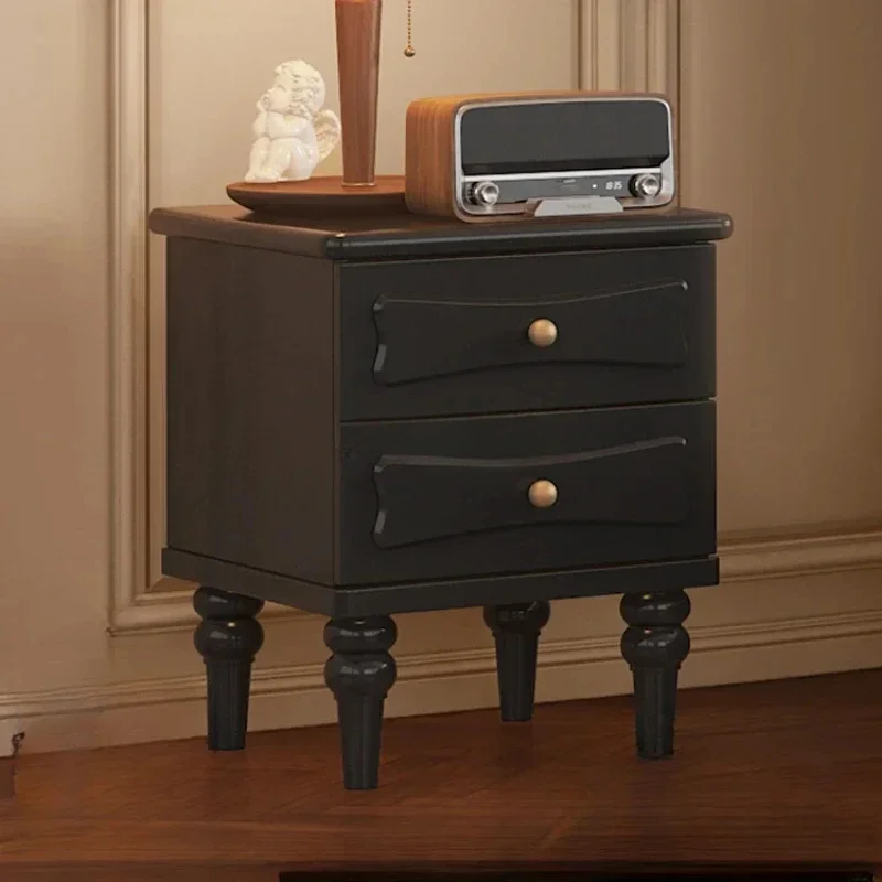 American retro storage cabinet black simple tall French light luxury bedside table