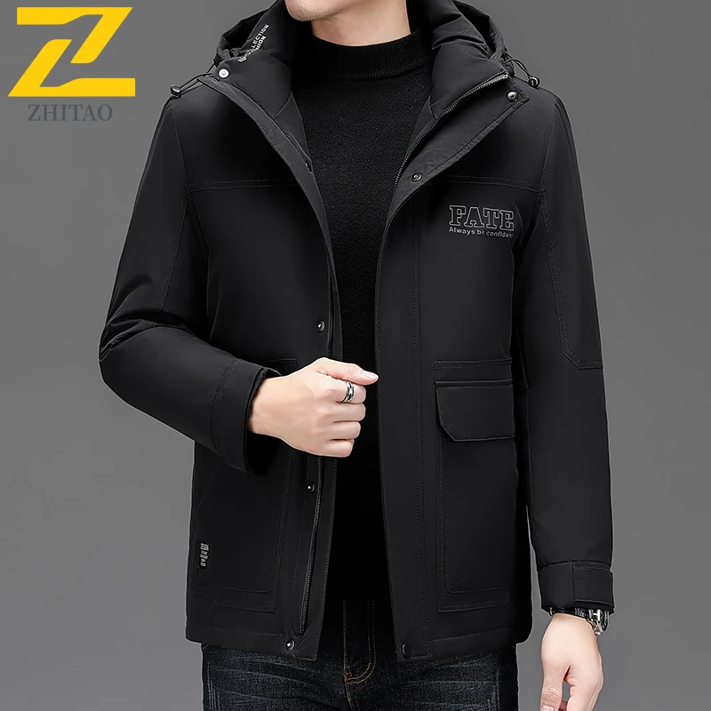 Winter Down Jacket Men's Trendy Brand Warm Detachable Lined White Duck Down Coat Male Casual Snow Windproof Hooded Puffer Jacket