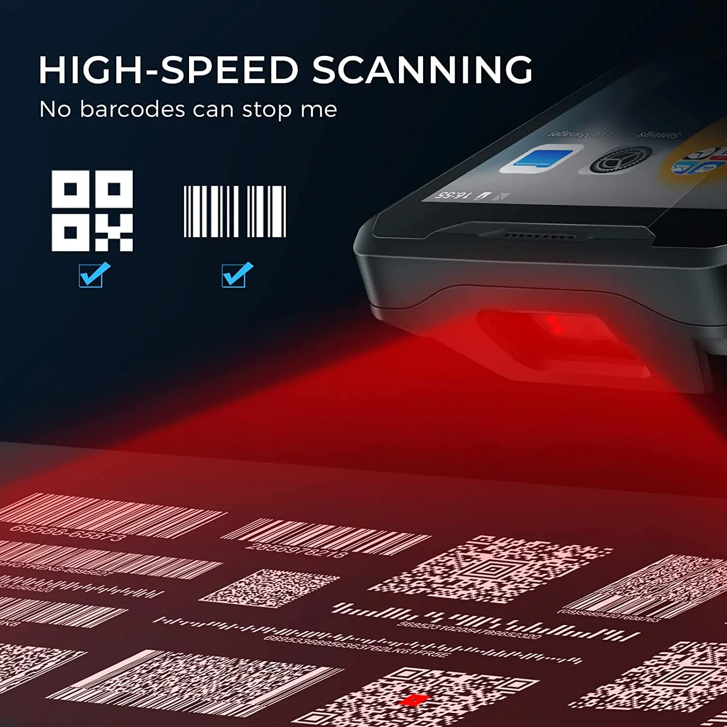 أندرويد 9 4G وعرة لاسلكية محمولة باليد PDA917 1D 2D Qr ماسح الباركود الأسهم محطة البيانات المحمول