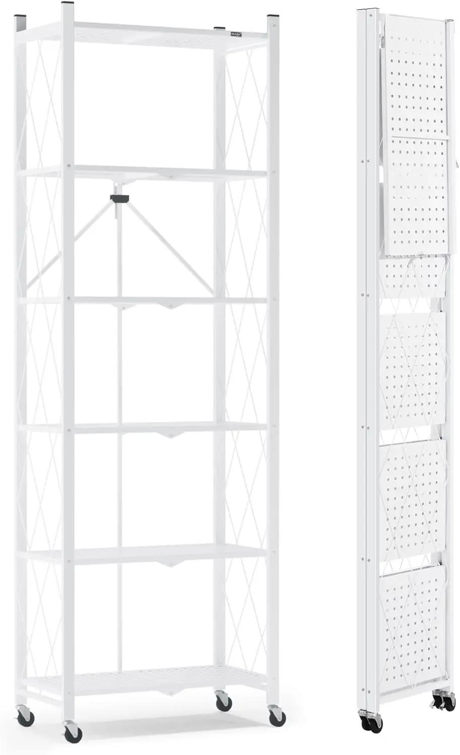 

73.6 In Folding Bookshelf, 6 Tier Metal Bookcase and Bookshelves, Tall Shelves for Living Room Office Bedroom, Heavy Duty