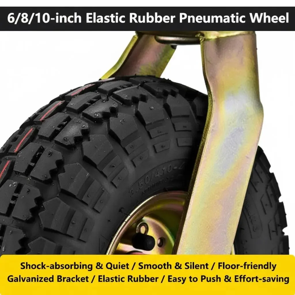 6/8/10-inch Pneumatic Rubber Shock-Absorbing Caster /suitable as replacement wheels for various hand trucks/Quiet Rubber Tire