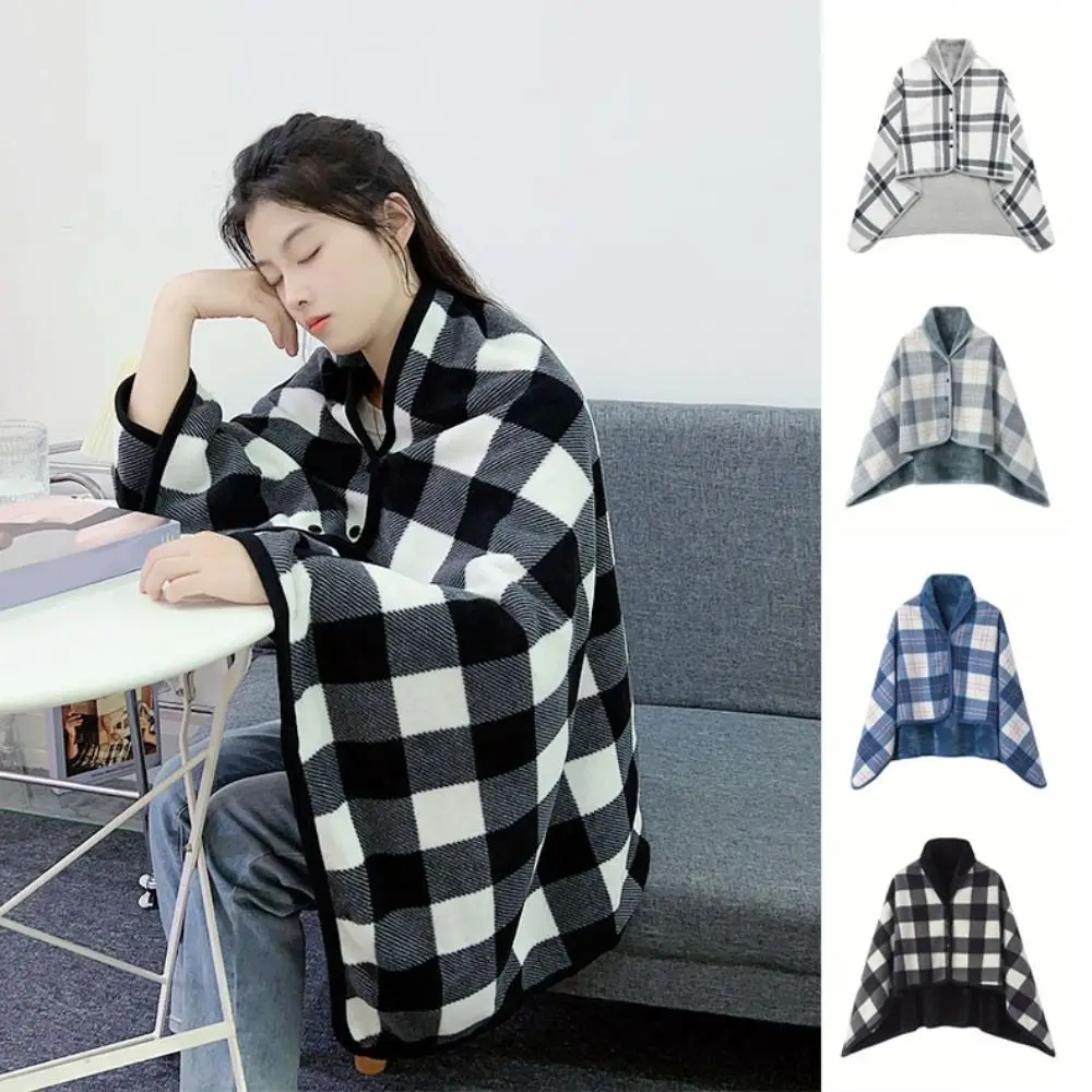 

140*100 см утепленное фланелевое одеяло в стиле ретро, шаль в тепловую полоску, теплая шаль, плащ, носимый шарф, женский зимний шарф