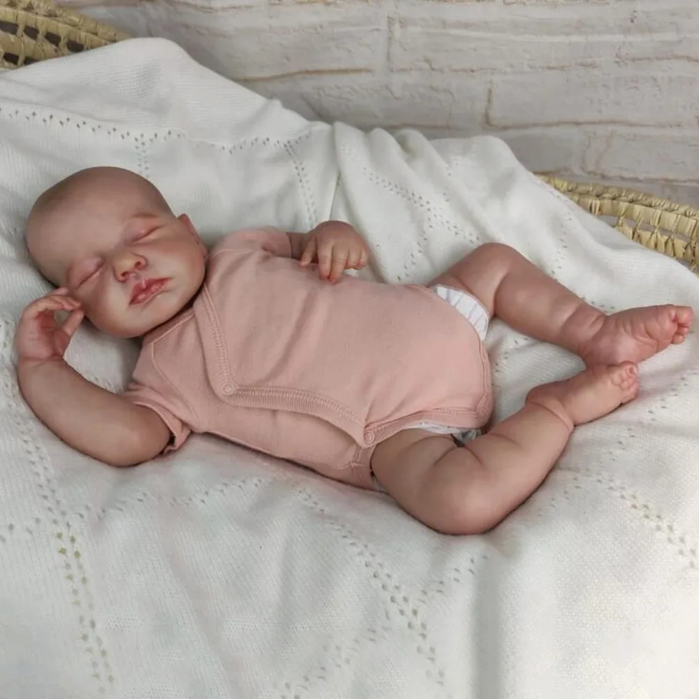 

19inch Reborn Doll Loulou Newborn Baby Size Sleeping Doll 3D Skin with Many Details Veins Handmade Lifelike High Quality Toys