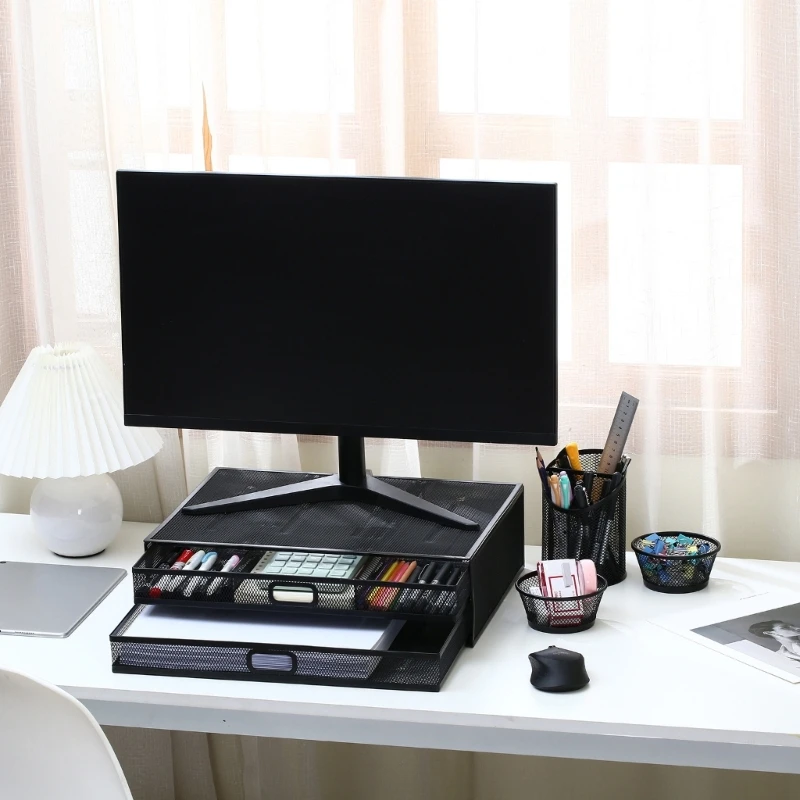 

20CB Computer Desk Storage Monitor Stand Metal Mesh Computer Monitor Stand Office Supplies for Desktop Laptop